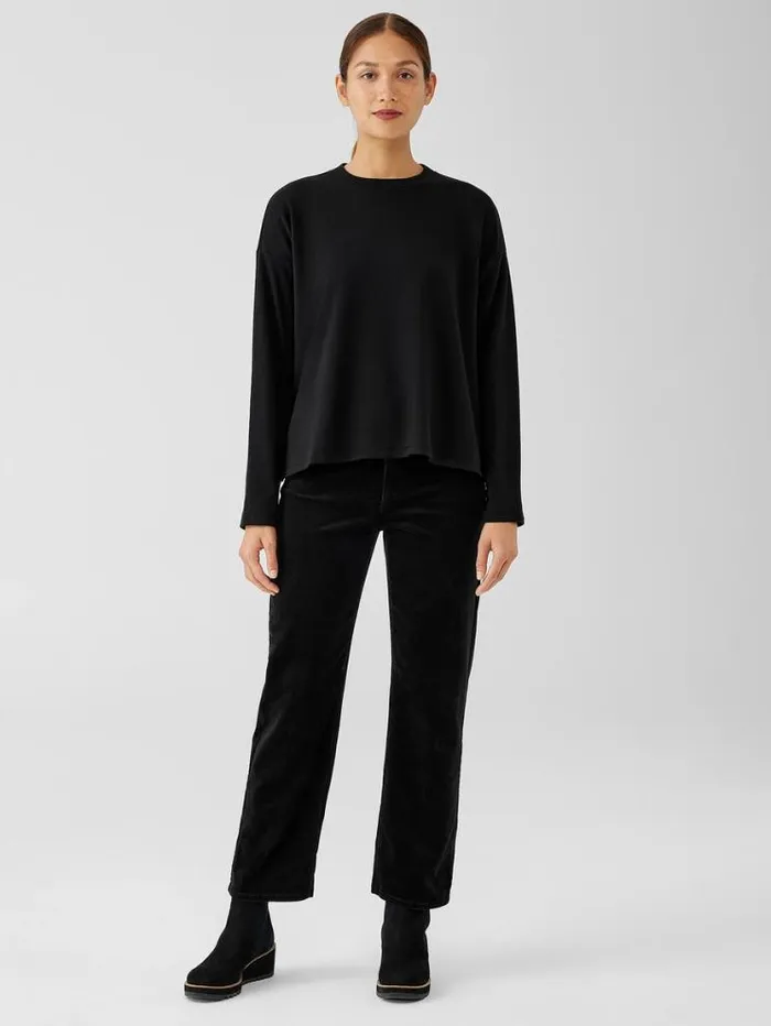 Eileen Fisher Tops and Tees Cozy Brushed Terry Hug BoxTop Black 8211 Shop
