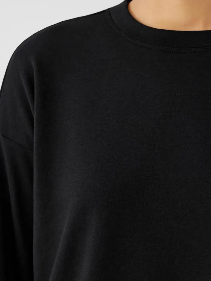 Eileen Fisher Tops and Tees Cozy Brushed Terry Hug BoxTop Black 8211 Shop