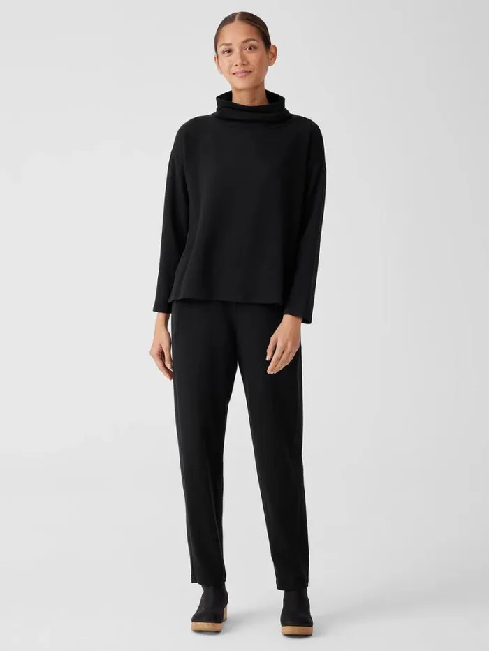 Eileen Fisher Tops and Tees Cozy Brushed Terry Hug Funnel Neck Top Black 8211 Shop