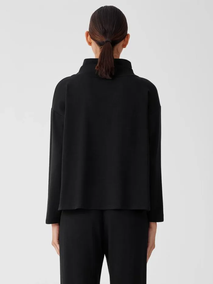Eileen Fisher Tops and Tees Cozy Brushed Terry Hug Funnel Neck Top Black 8211 Shop