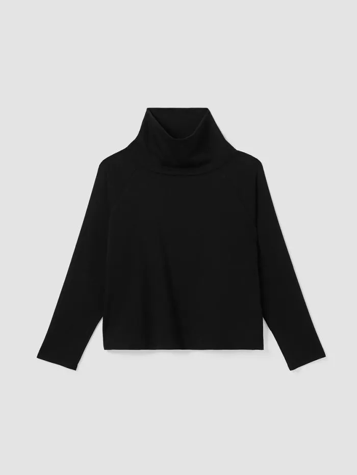 Eileen Fisher Tops and Tees Cozy Brushed Terry Hug Funnel Neck Top Black 8211 Shop