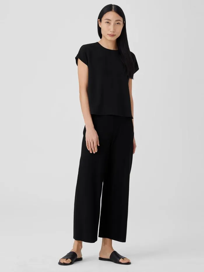 Eileen Fisher Tops and Tees Silk Georgette Crepe Square Top Black 8211 Shop