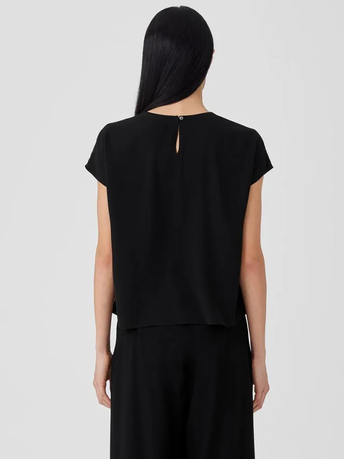 Eileen Fisher Tops and Tees Silk Georgette Crepe Square Top Black 8211 Shop
