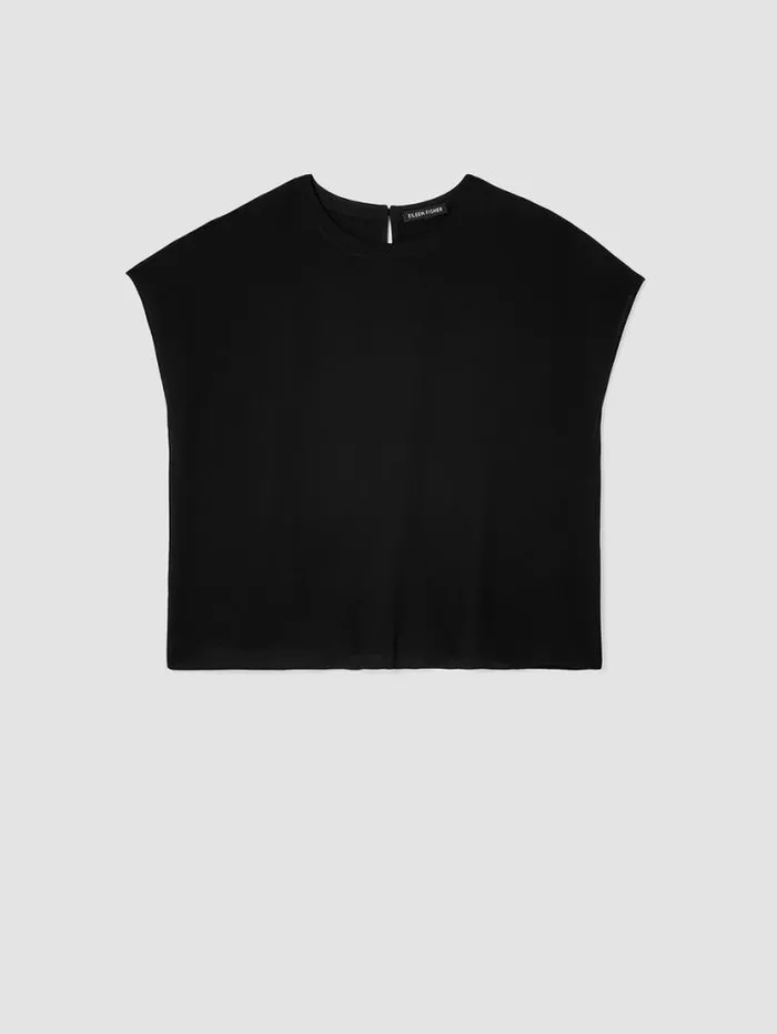 Eileen Fisher Tops and Tees Silk Georgette Crepe Square Top Black 8211 Shop