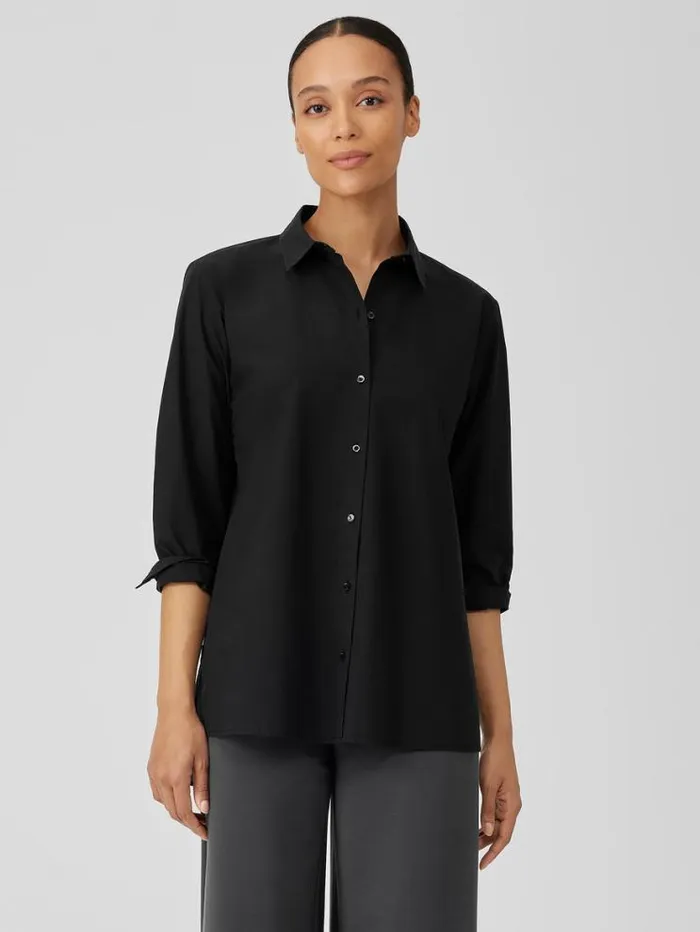 Eileen Fisher Tops and Tees Washed Organic Cotton Poplin Shirt Black 8211 Shop