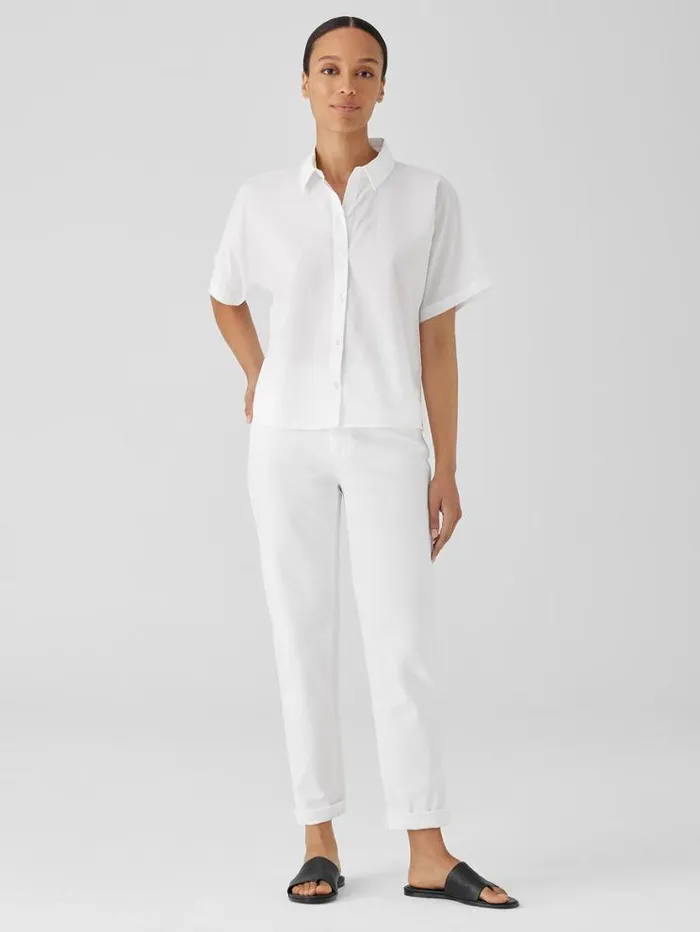 Eileen Fisher Tops and Tees Washed Organic Cotton Poplin ShortSleeve Shirt White 8211 Shop