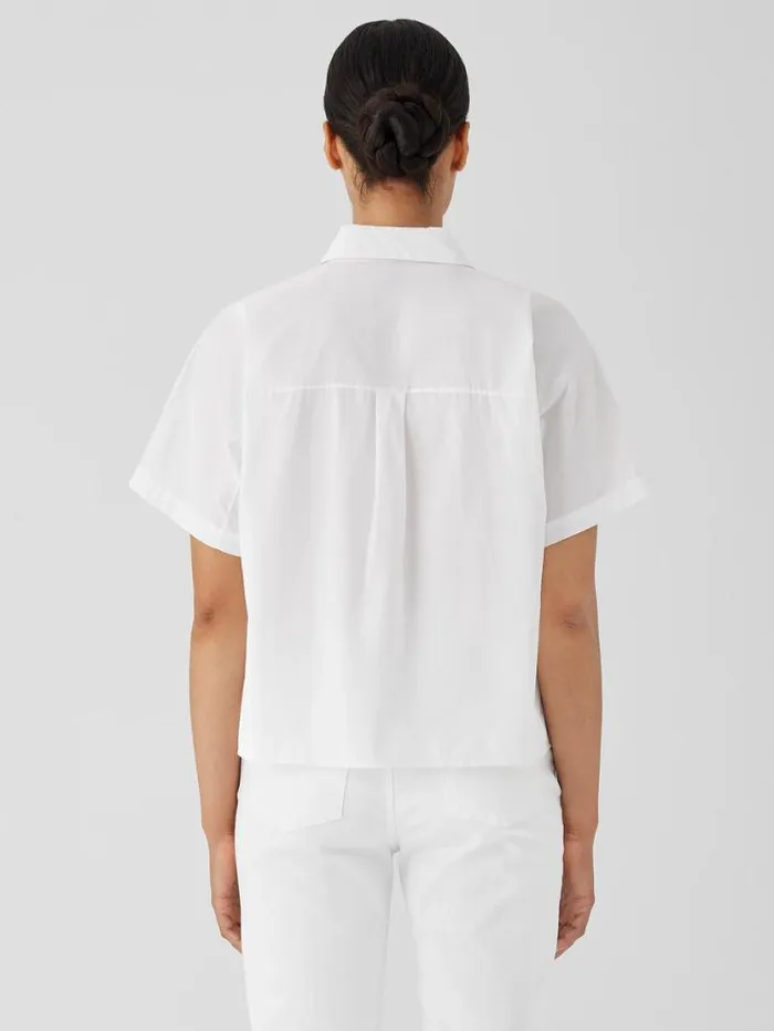 Eileen Fisher Tops and Tees Washed Organic Cotton Poplin ShortSleeve Shirt White 8211 Shop