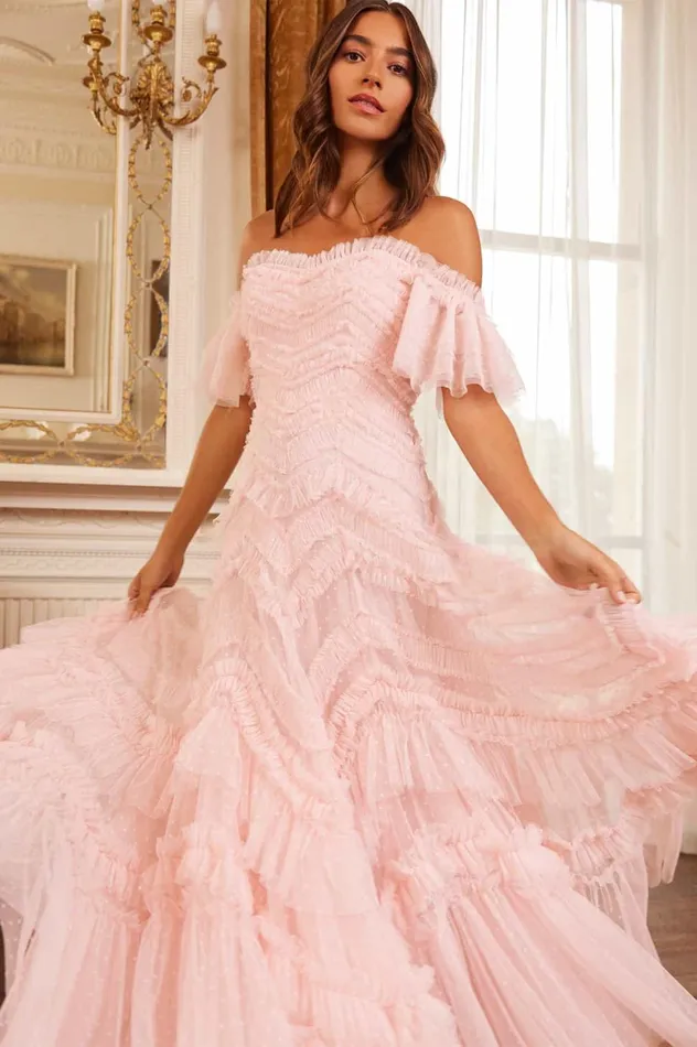 Elia OffShoulder Gown Pink Women Needle and Thread Dresses
