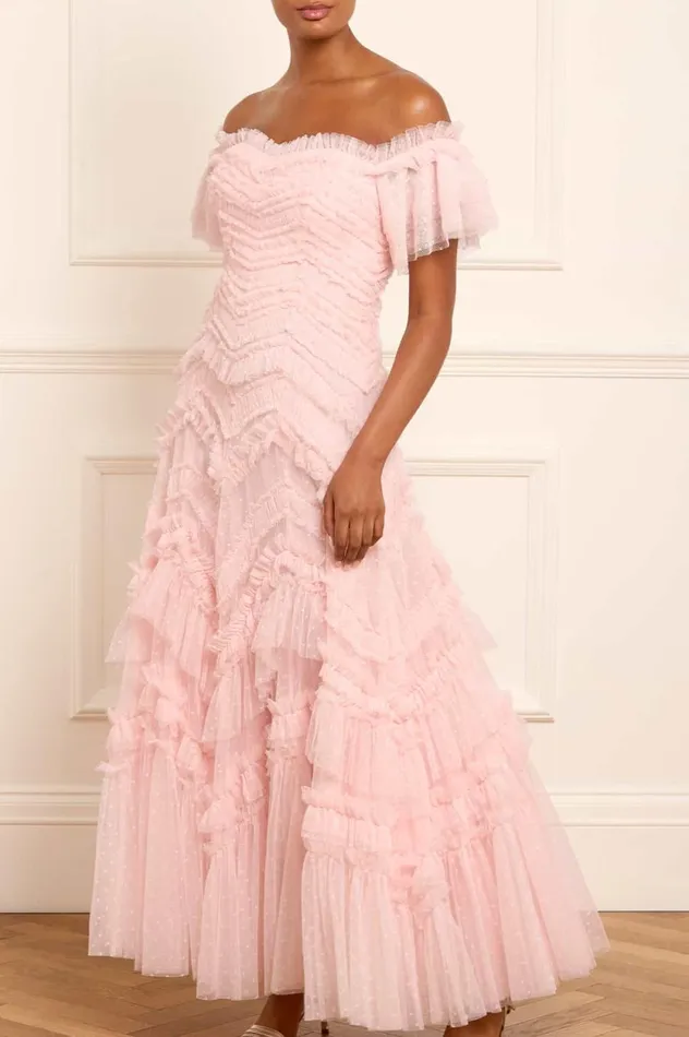 Elia OffShoulder Gown Pink Women Needle and Thread Dresses