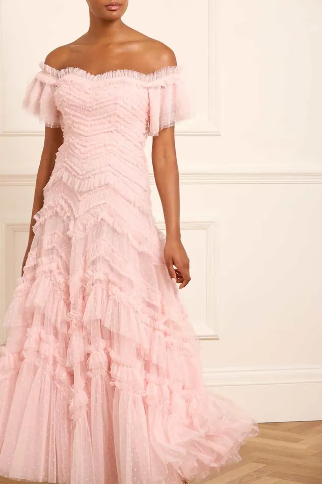 Elia OffShoulder Gown Pink Women Needle and Thread Dresses