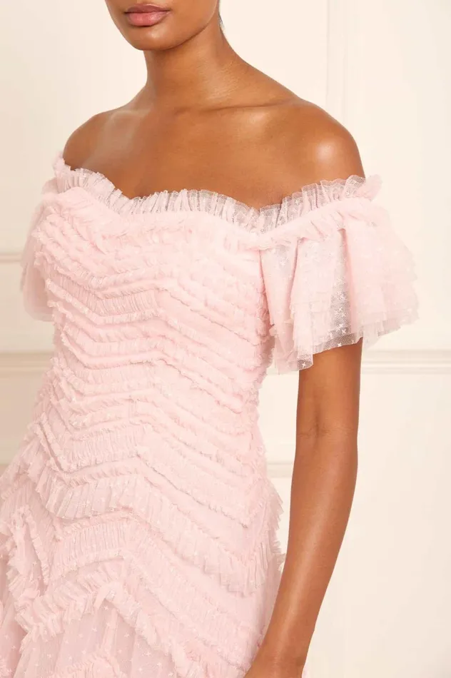 Elia OffShoulder Gown Pink Women Needle and Thread Dresses