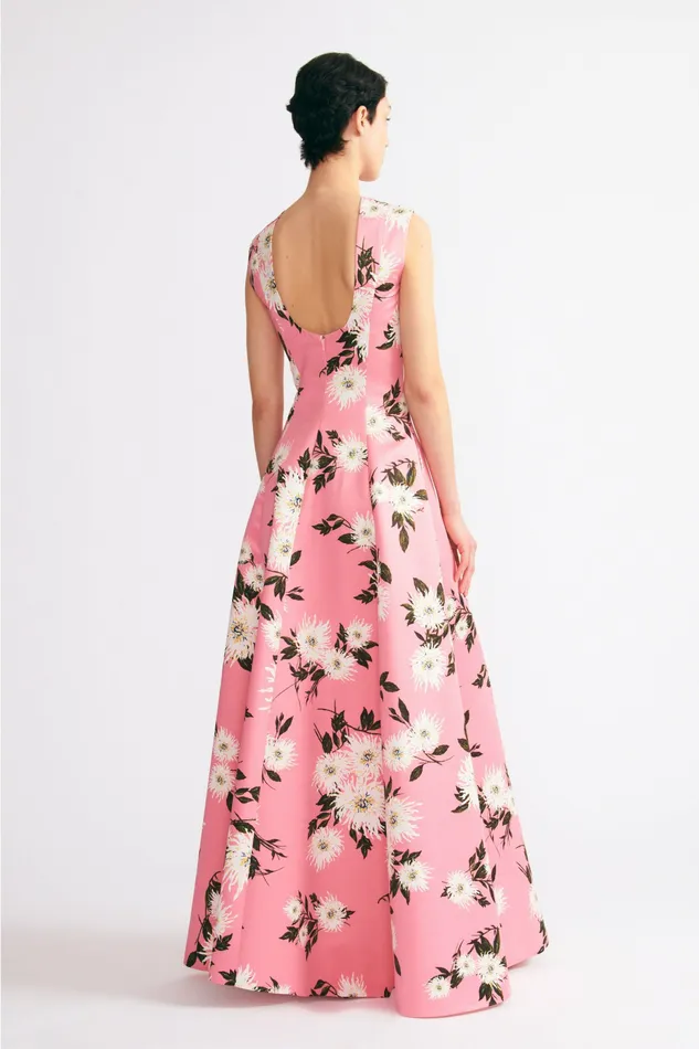 Emilia Wickstead Dresses Women Nodin Gown In Coral Dahlia Floral Taffeta Faille Emilia Wickstead Dresses Women Nodin Gown In Coral Dahlia Floral Taffeta Faille