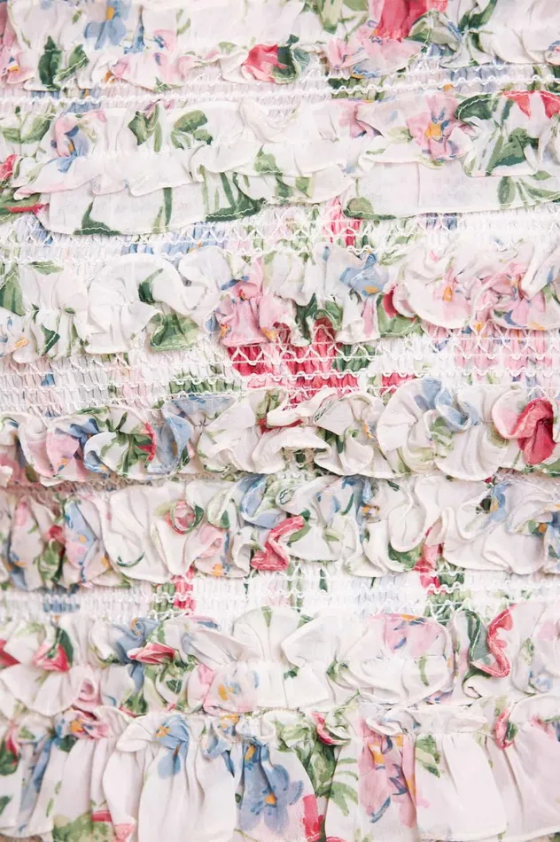 Floral Fantasy Chiffon Smocked Micro Mini Skirt Multi Women Needle and Thread Skirts