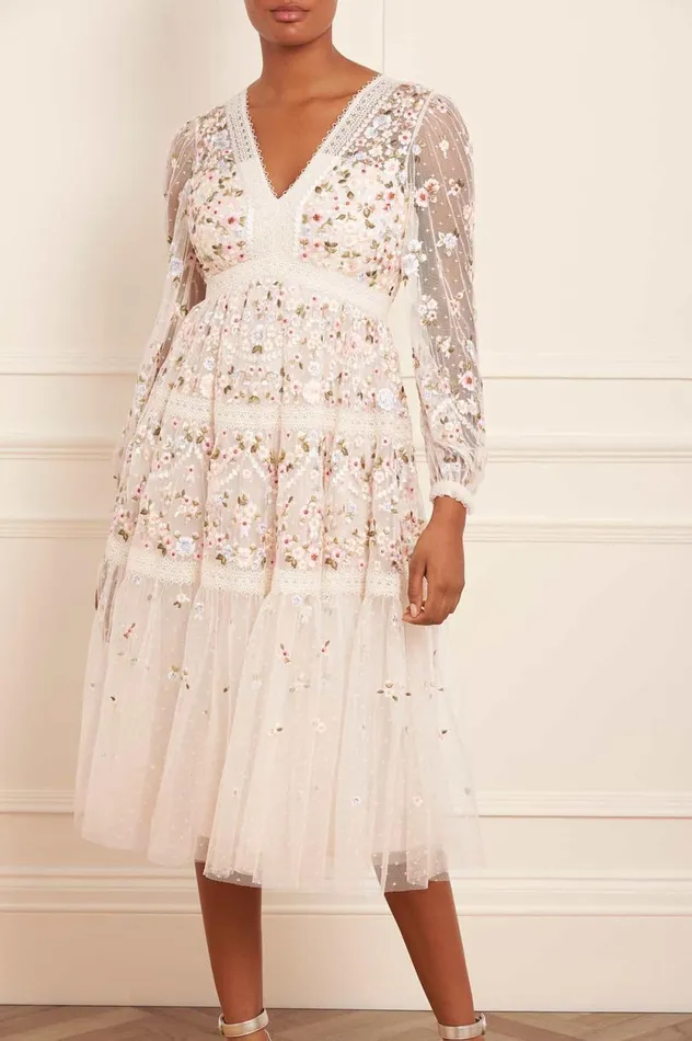 Garland Ribbon Midaxi Dress Champagne Women Needle and Thread Dresses