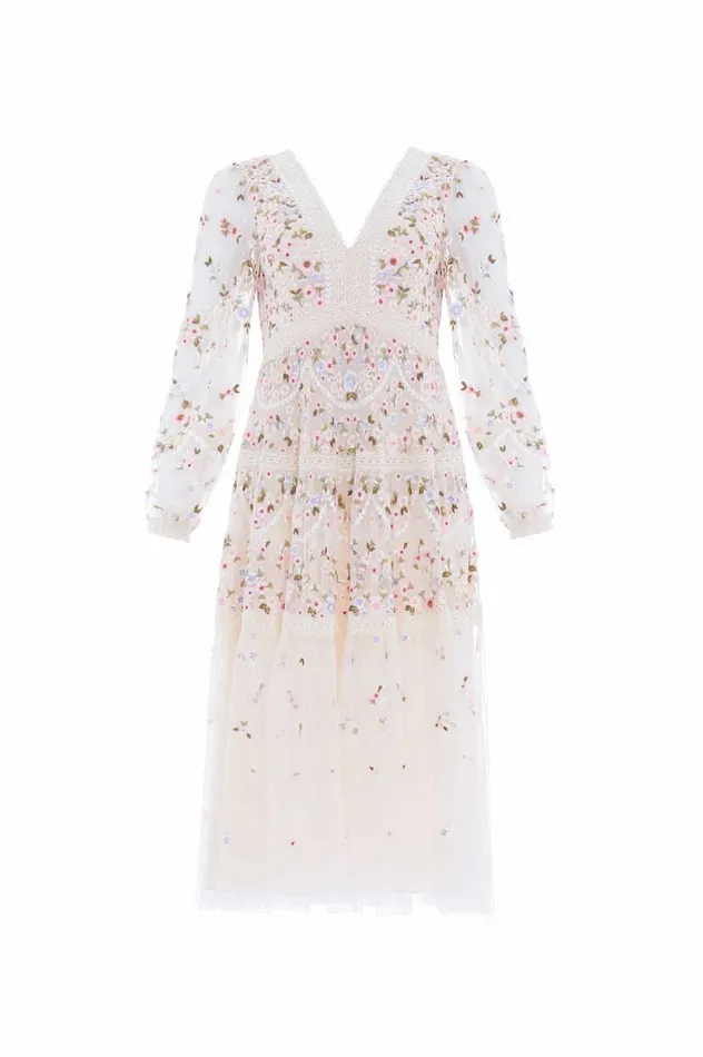 Garland Ribbon Midaxi Dress Champagne Women Needle and Thread Dresses