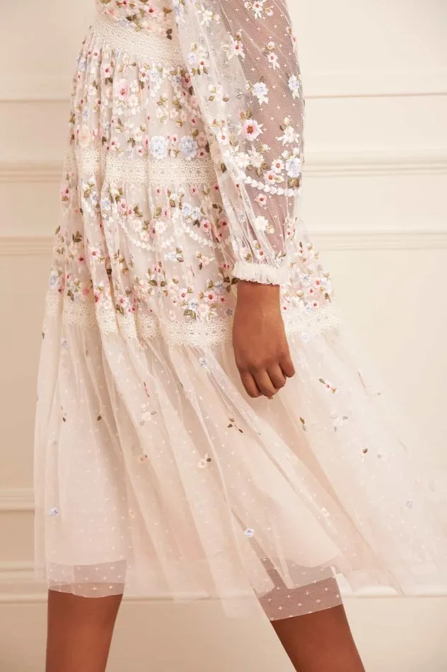 Garland Ribbon Midaxi Dress Champagne Women Needle and Thread Dresses