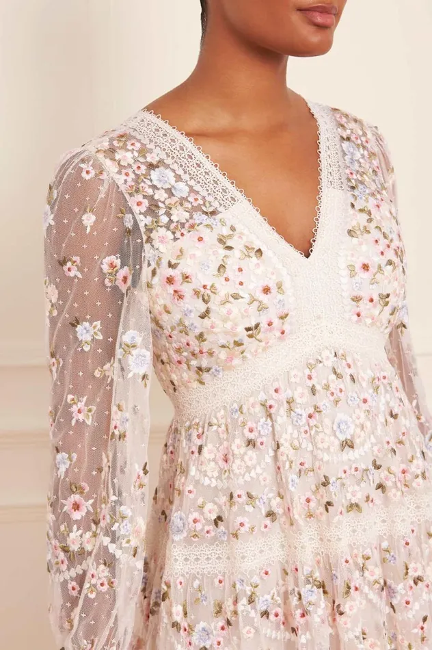 Garland Ribbon Midaxi Dress Champagne Women Needle and Thread Dresses