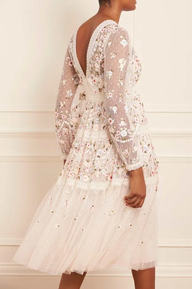 Garland Ribbon Midaxi Dress Champagne Women Needle and Thread Dresses