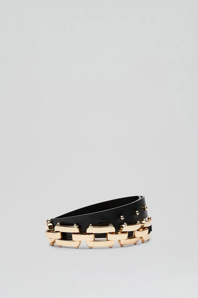 GOLD TRIM BELT 25 BLACK Women Leather Scanlan Theodore GOLD TRIM BELT 25 BLACK Women Leather Scanlan Theodore