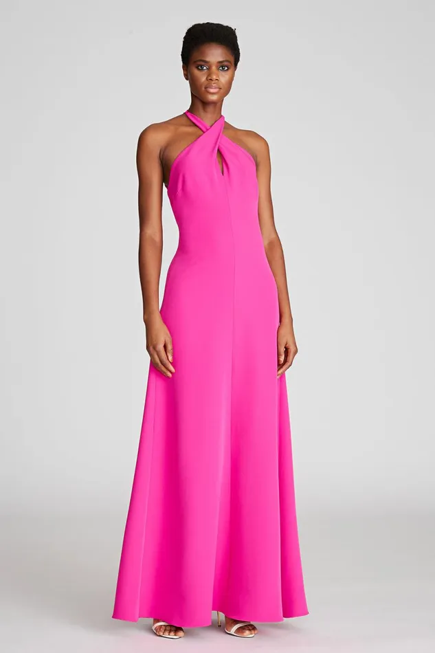 Gowns Women Halston Gabriela Gown In Stretch Crepe Berry