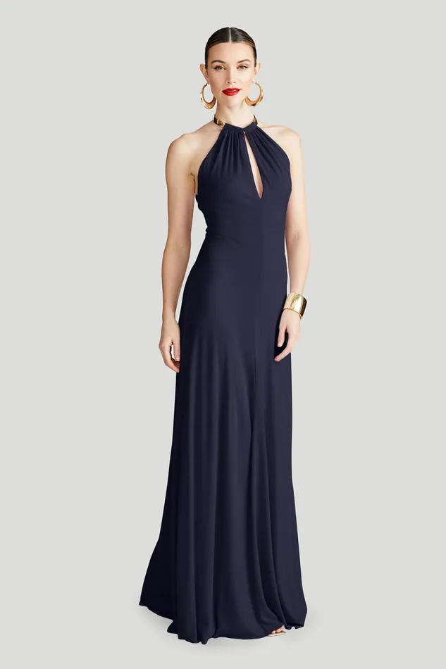 Gowns Women Halston Oriana Gown In Matte Jersey Navy