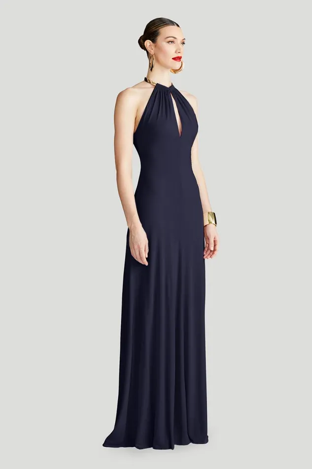Gowns Women Halston Oriana Gown In Matte Jersey Navy