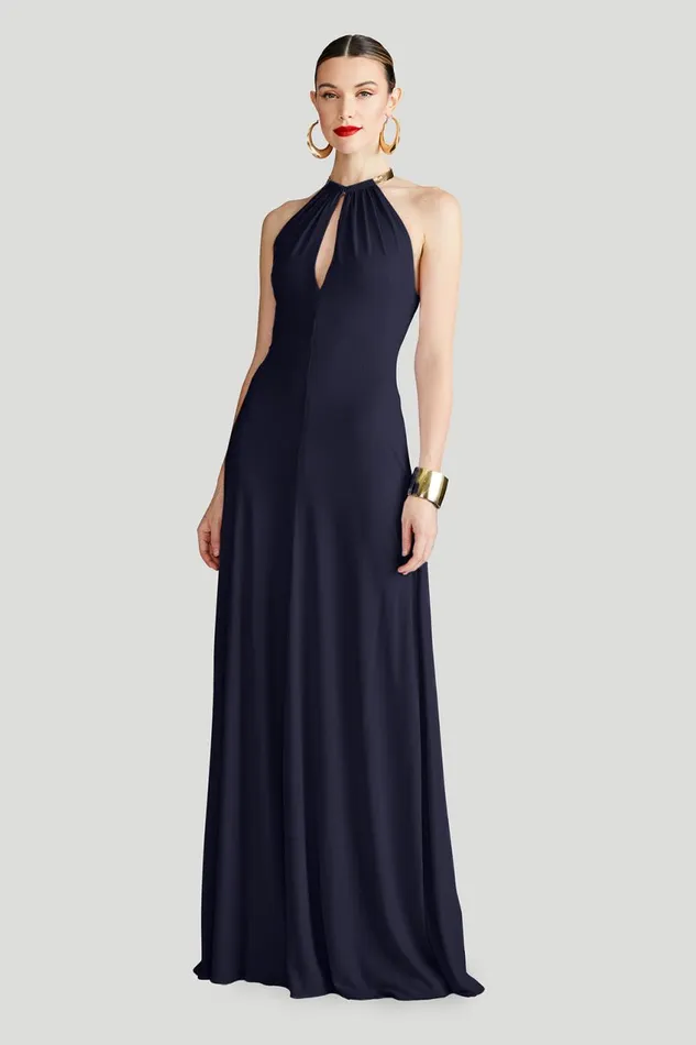 Gowns Women Halston Oriana Gown In Matte Jersey Navy