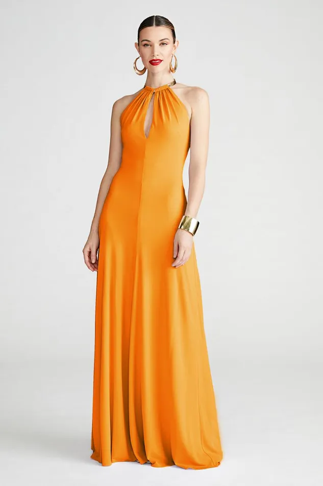 Gowns Women Halston Oriana Gown In Matte Jersey Orange Pepper