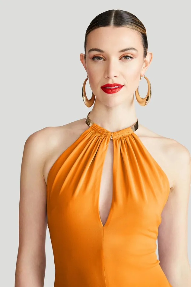 Gowns Women Halston Oriana Gown In Matte Jersey Orange Pepper