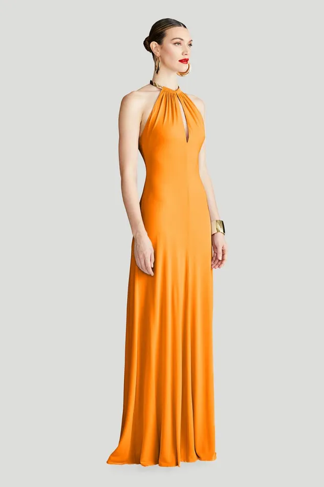 Gowns Women Halston Oriana Gown In Matte Jersey Orange Pepper