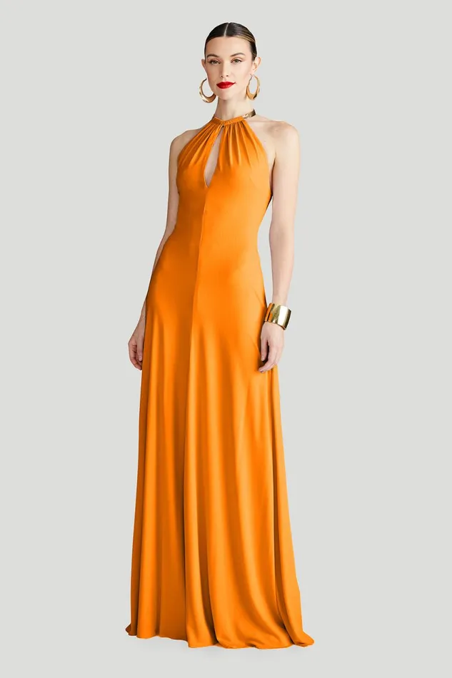 Gowns Women Halston Oriana Gown In Matte Jersey Orange Pepper