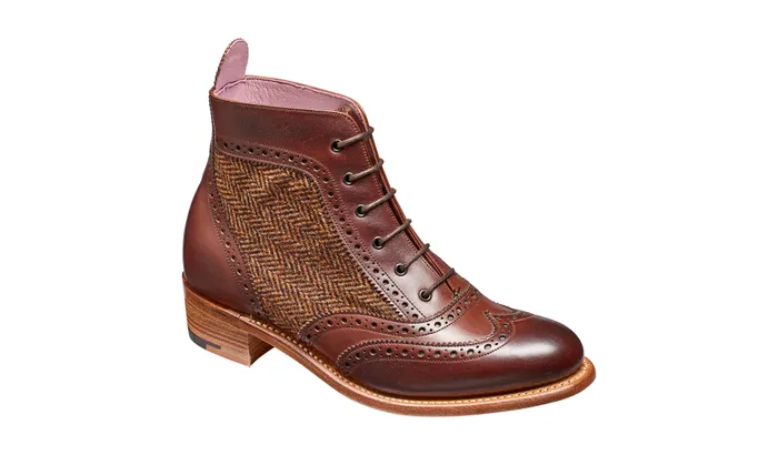 Grace 8211 Walnut Calf Brown Tweed Women Barker Shoes Womens Boots