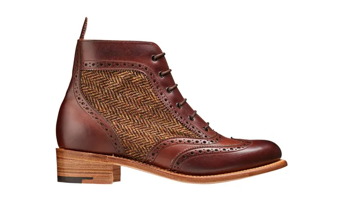 Grace 8211 Walnut Calf Brown Tweed Women Barker Shoes Womens Boots