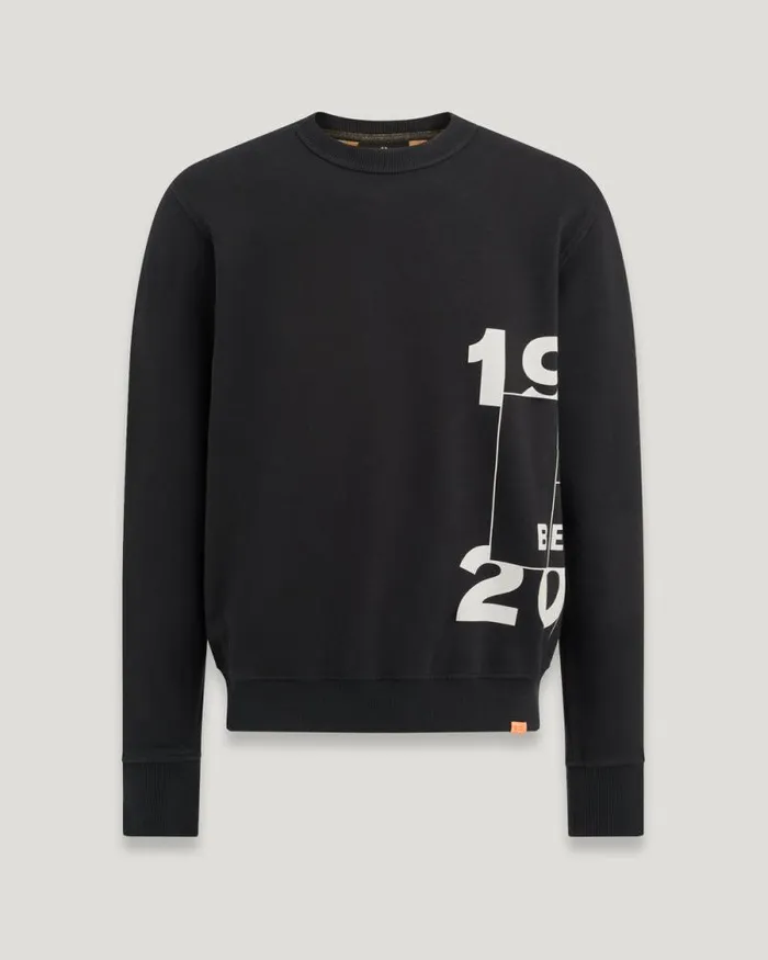 Hoodies and Sweatshirts Men Belstaff Centenary Logo Sweatshirt Black British Khaki