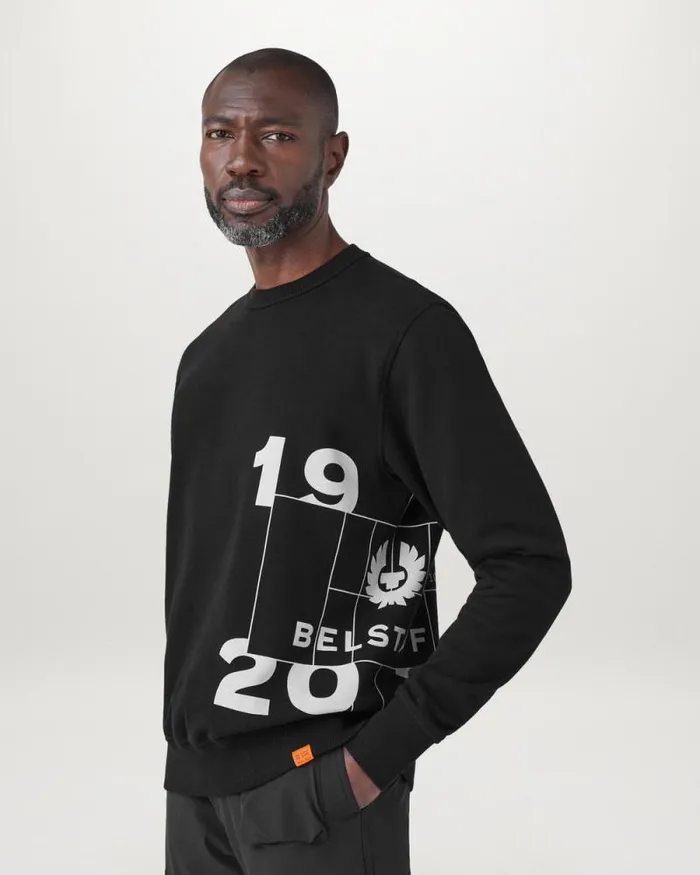 Hoodies and Sweatshirts Men Belstaff Centenary Logo Sweatshirt Black British Khaki