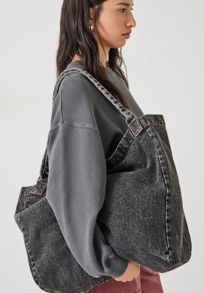 Hush Bags Women Britney Denim Tote Bag Washed Black