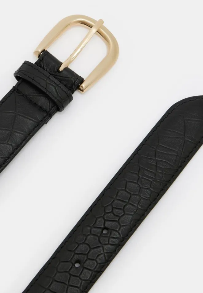 Hush Belts Women Callie Croc Emboss Leather Belt Black Hush Belts Women Callie Croc Emboss Leather Belt Black