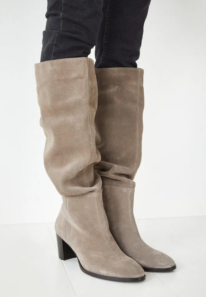 Hush Boots Women Draper Suede Boots Taupe