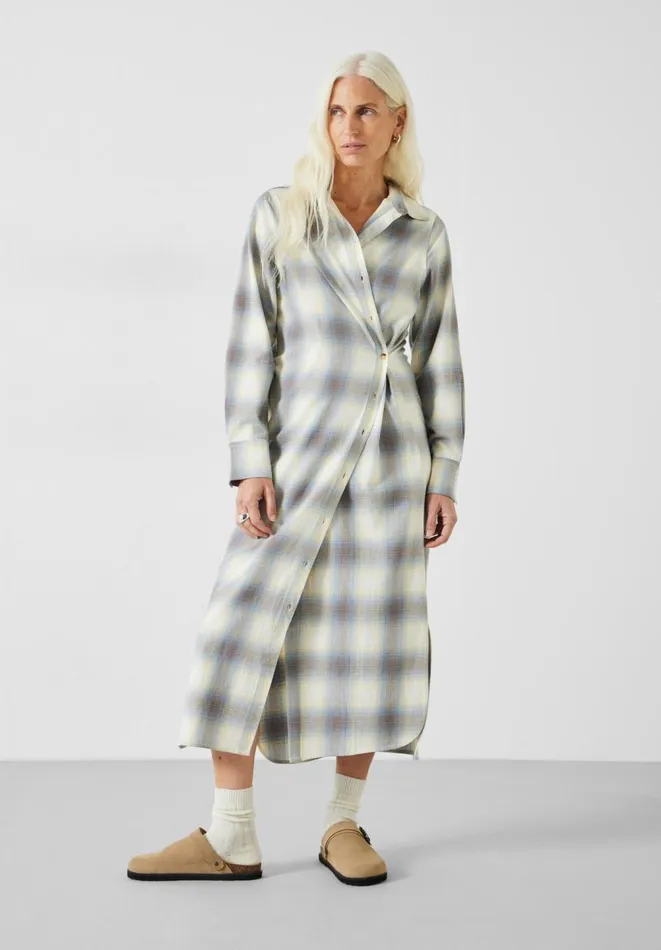 Hush Dresses Women Aida Check Midi Dress Soft Woven Check Hush Dresses Women Aida Check Midi Dress Soft Woven Check