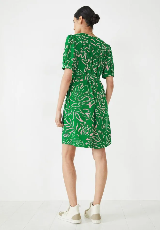 Hush Dresses Women Caitlyn Wrap Mini Dress Painted Tropical Flower Green Hush Dresses Women Caitlyn Wrap Mini Dress Painted Tropical Flower Green