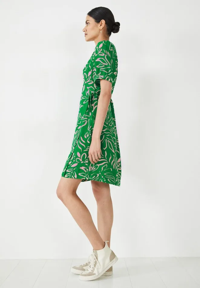 Hush Dresses Women Caitlyn Wrap Mini Dress Painted Tropical Flower Green Hush Dresses Women Caitlyn Wrap Mini Dress Painted Tropical Flower Green
