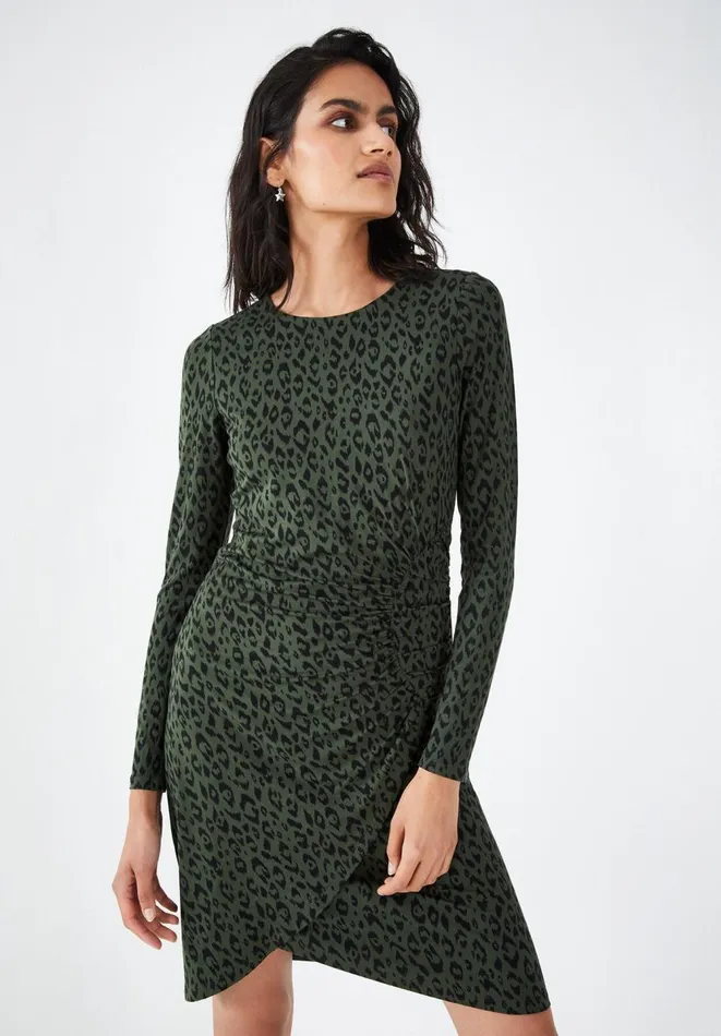 Hush Dresses Women Cecelia Jersey Mini Dress Animal Ikat Khaki Hush Dresses Women Cecelia Jersey Mini Dress Animal Ikat Khaki