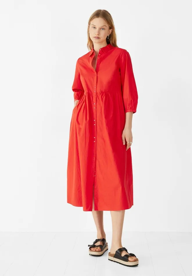 Hush Dresses Women Cindy Poplin Midi Dress Red
