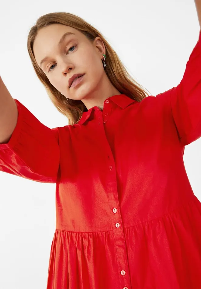 Hush Dresses Women Cindy Poplin Midi Dress Red