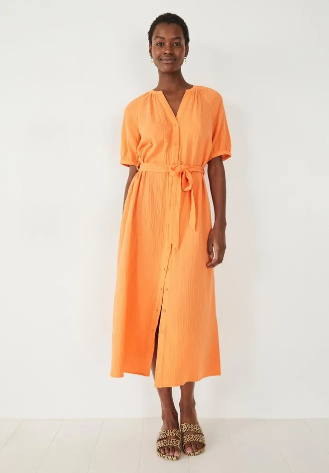 Hush Dresses Women Jessie Cotton Midi Dress Bright Orange