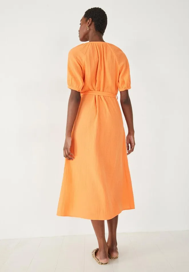Hush Dresses Women Jessie Cotton Midi Dress Bright Orange