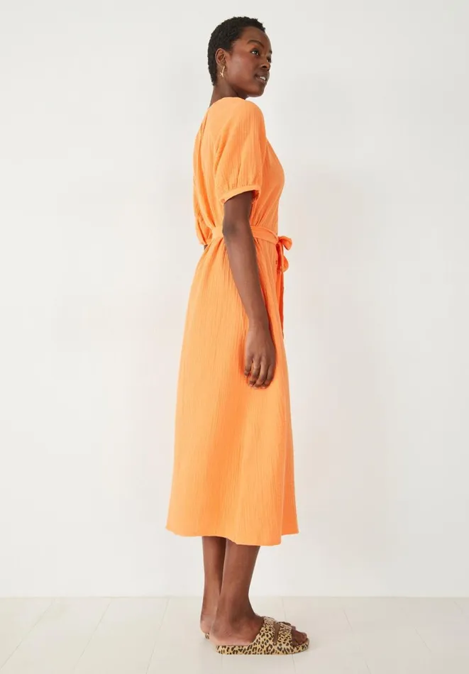 Hush Dresses Women Jessie Cotton Midi Dress Bright Orange