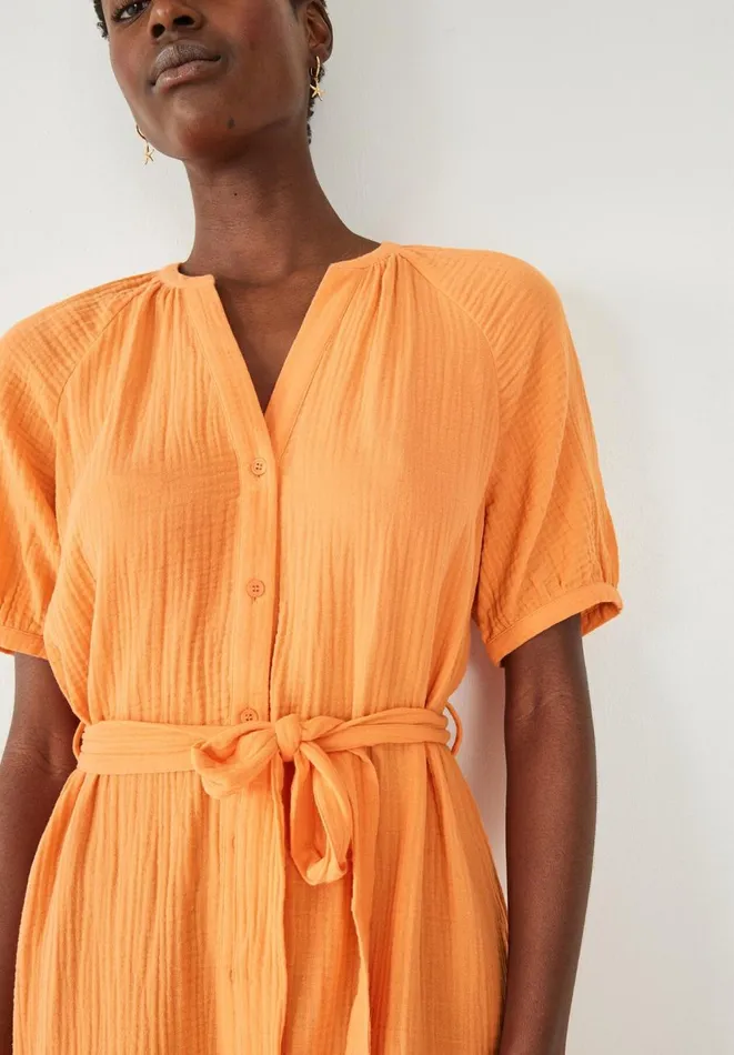 Hush Dresses Women Jessie Cotton Midi Dress Bright Orange