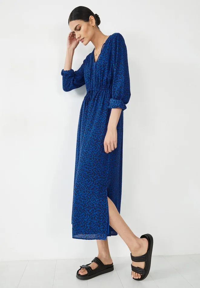 Hush Dresses Women Kirsty Midi Dress Abstract Ikat Blueblack