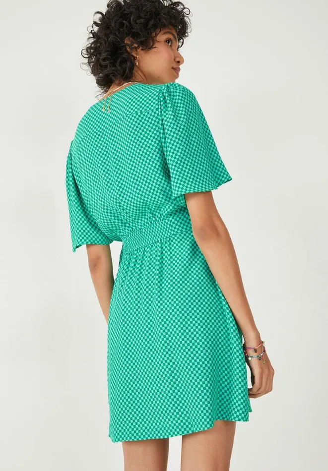 Hush Dresses Women Sierra Wrap Mini Dress Mini Checkerboard Green Hush Dresses Women Sierra Wrap Mini Dress Mini Checkerboard Green